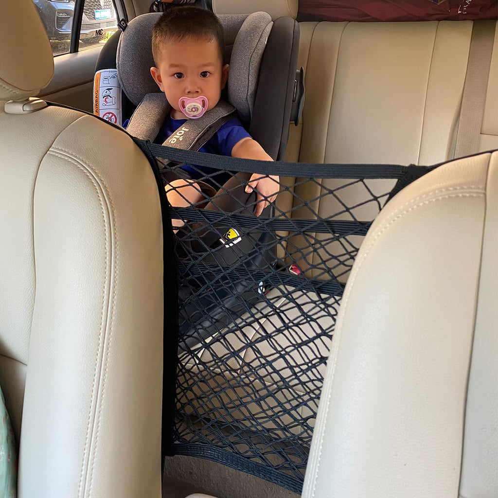 3-Layer Car Mesh Organizer, Seat Back Net Bag, Barrier of Backseat Pet Kids, Cargo Tissue Purse Hold (SVO_10)