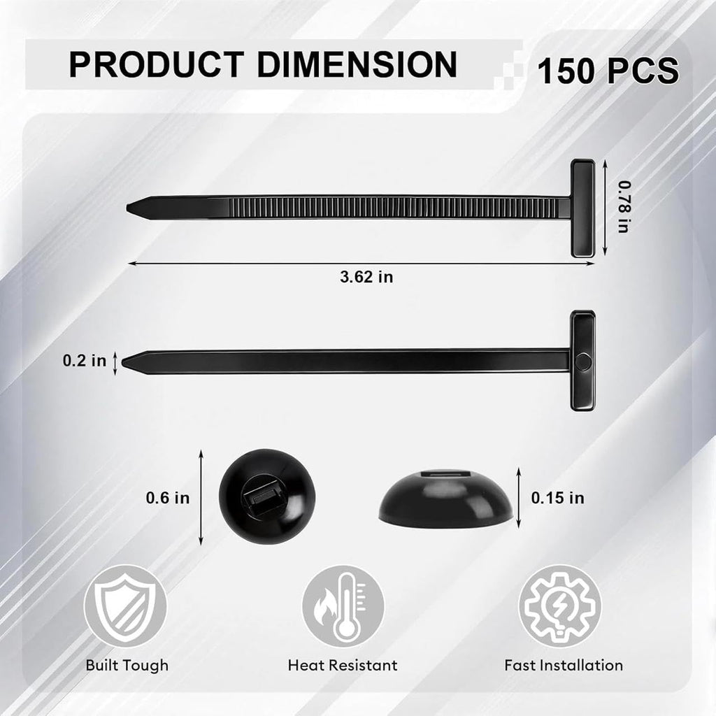 Universal Cable Tie Buckle for Cars, Heavy Duty Self-Locking UV Resistant Zip Ties with Push Pin Button (SVO_14)