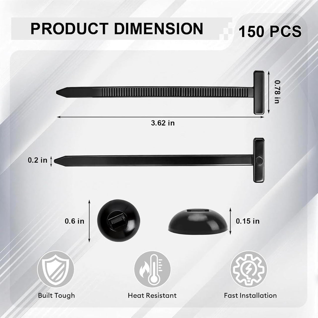 Universal Cable Tie Buckle for Cars, Heavy Duty Self-Locking UV Resistant Zip Ties with Push Pin Button