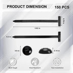 Universal Cable Tie Buckle for Cars, Heavy Duty Self-Locking UV Resistant Zip Ties with Push Pin Button (SVO_14)