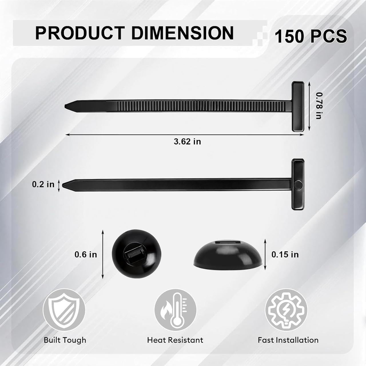 Universal Cable Tie Buckle for Cars, Heavy Duty Self-Locking UV Resistant Zip Ties with Push Pin Button (SVO_14)