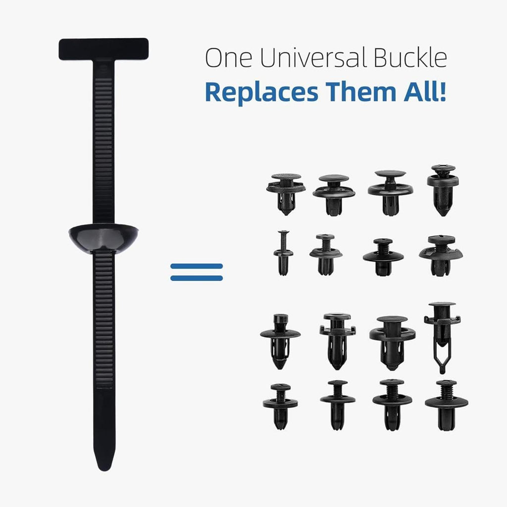 Universal Cable Tie Buckle for Cars, Heavy Duty Self-Locking UV Resistant Zip Ties with Push Pin Button (SVO_14)