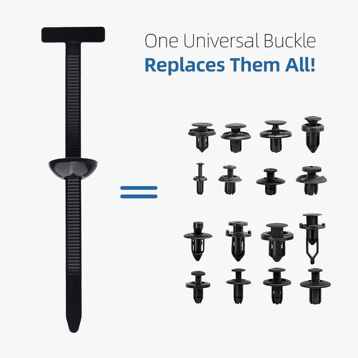 Universal Cable Tie Buckle for Cars, Heavy Duty Self-Locking UV Resistant Zip Ties with Push Pin Button