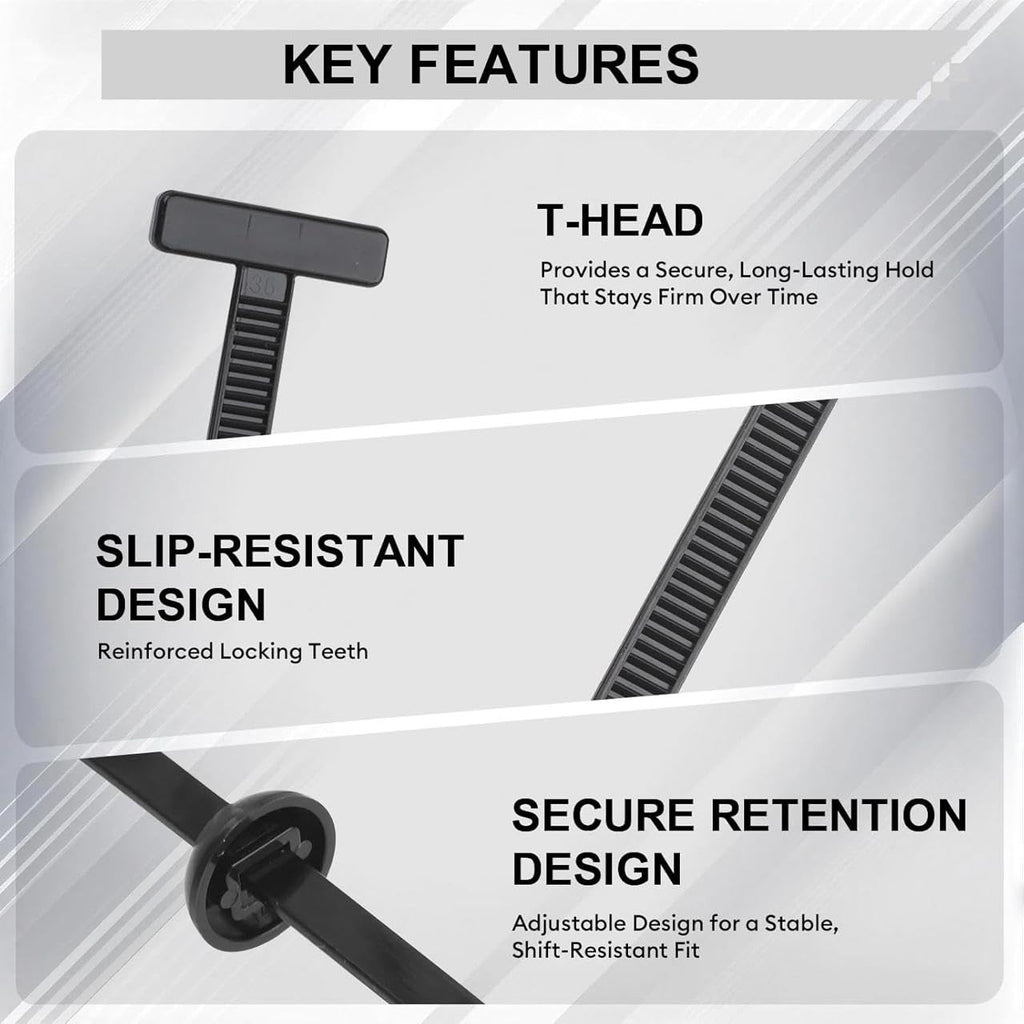 Universal Cable Tie Buckle for Cars, Heavy Duty Self-Locking UV Resistant Zip Ties with Push Pin Button (SVO_14)