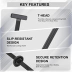 Universal Cable Tie Buckle for Cars, Heavy Duty Self-Locking UV Resistant Zip Ties with Push Pin Button (SVO_14)