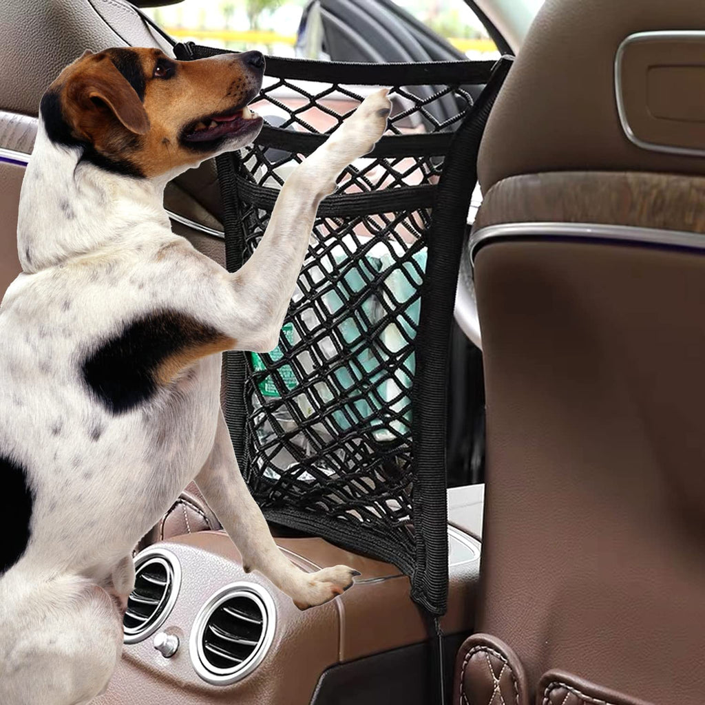 3-Layer Car Mesh Organizer, Seat Back Net Bag, Barrier of Backseat Pet Kids, Cargo Tissue Purse Hold (SVO_10)