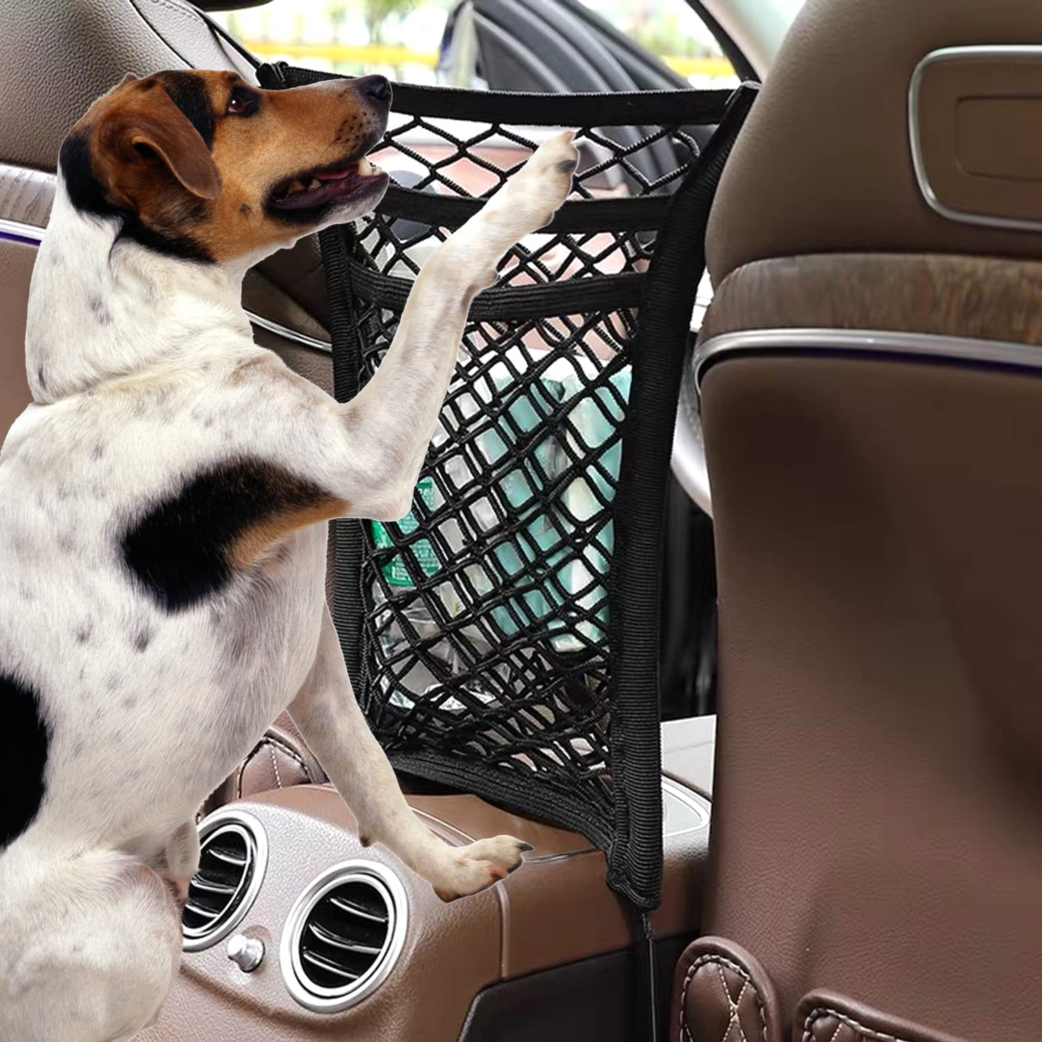3-Layer Car Mesh Organizer, Seat Back Net Bag, Barrier of Backseat Pet Kids, Cargo Tissue Purse Hold (SVO_10)