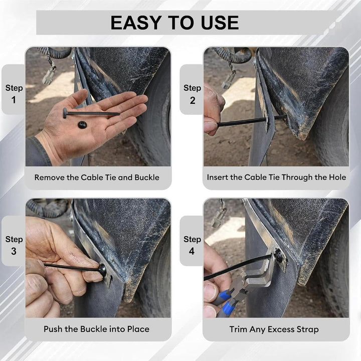Universal Cable Tie Buckle for Cars, Heavy Duty Self-Locking UV Resistant Zip Ties with Push Pin Button