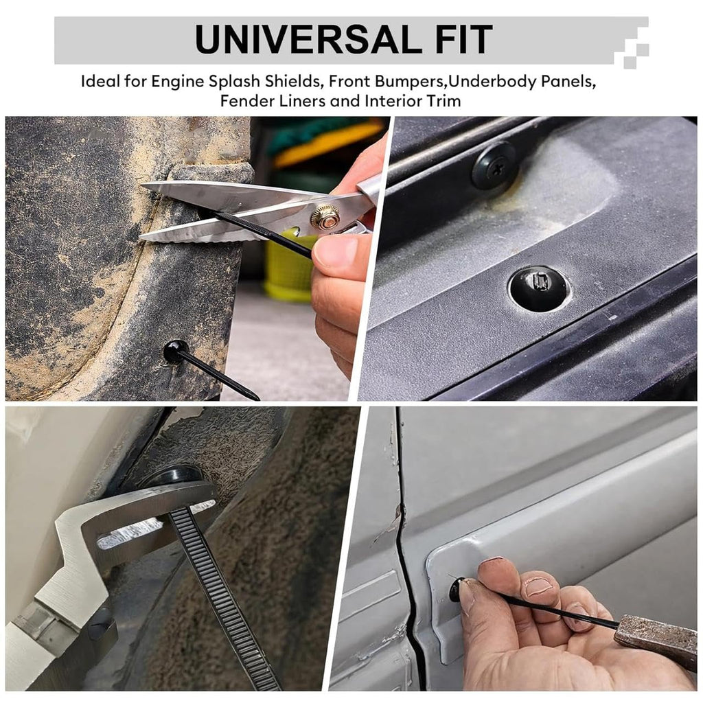 Universal Cable Tie Buckle for Cars, Heavy Duty Self-Locking UV Resistant Zip Ties with Push Pin Button (SVO_14)