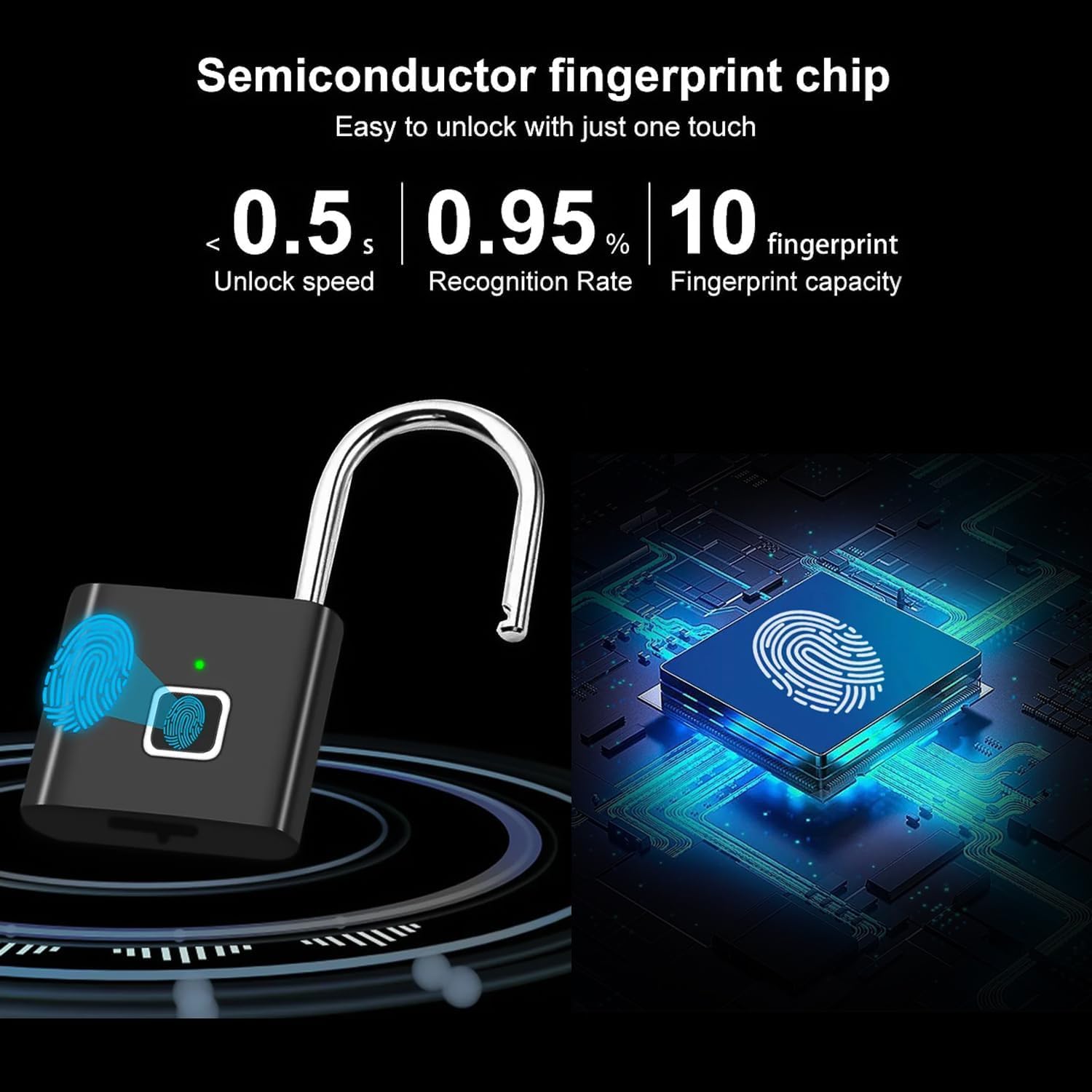 Smart Lock Fingerprint Biometric Padlock | Keyless&Password-Free Access (SVO-17)